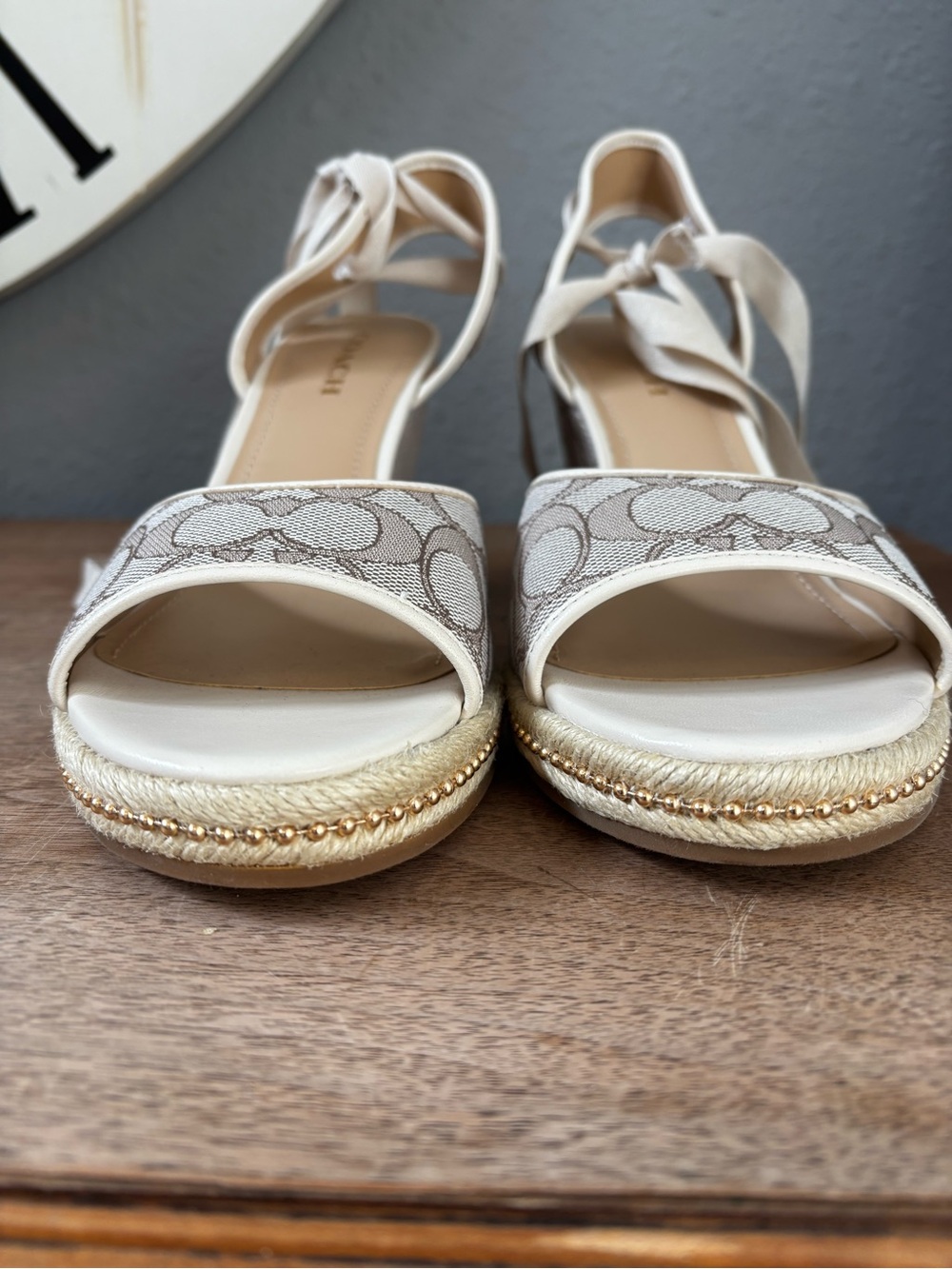 Coach Women's Page Signature Ankle-Tie Wedge Sandals 11 - Picture 5 of 12